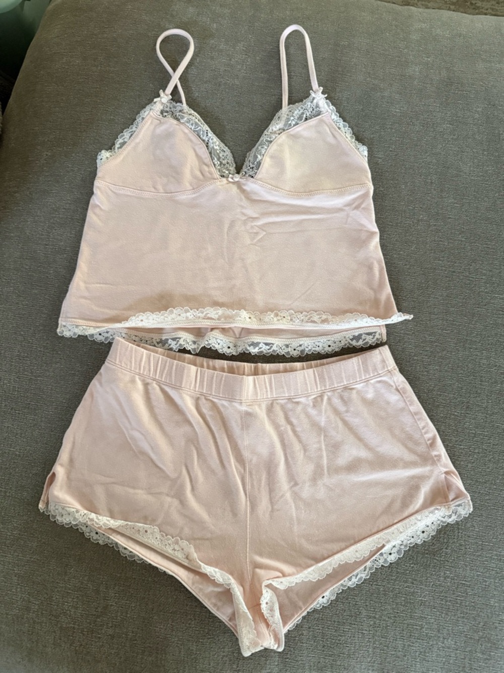 Skims Cotton Lace Trim Cami & Short Sleep Set